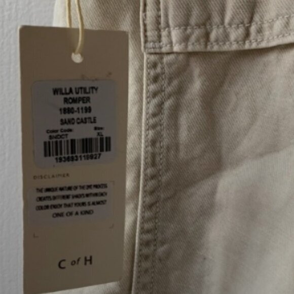 Citizens of Humanity Willa Belted Cotton Linen Utility Romper Sand Castle - Picture 11 of 11